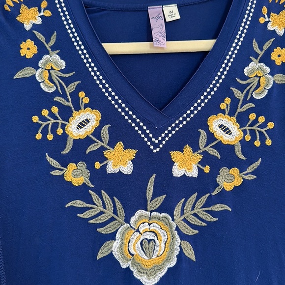 Alya | Floral Embroidered T Shirt Dress - Picture 3 of 4